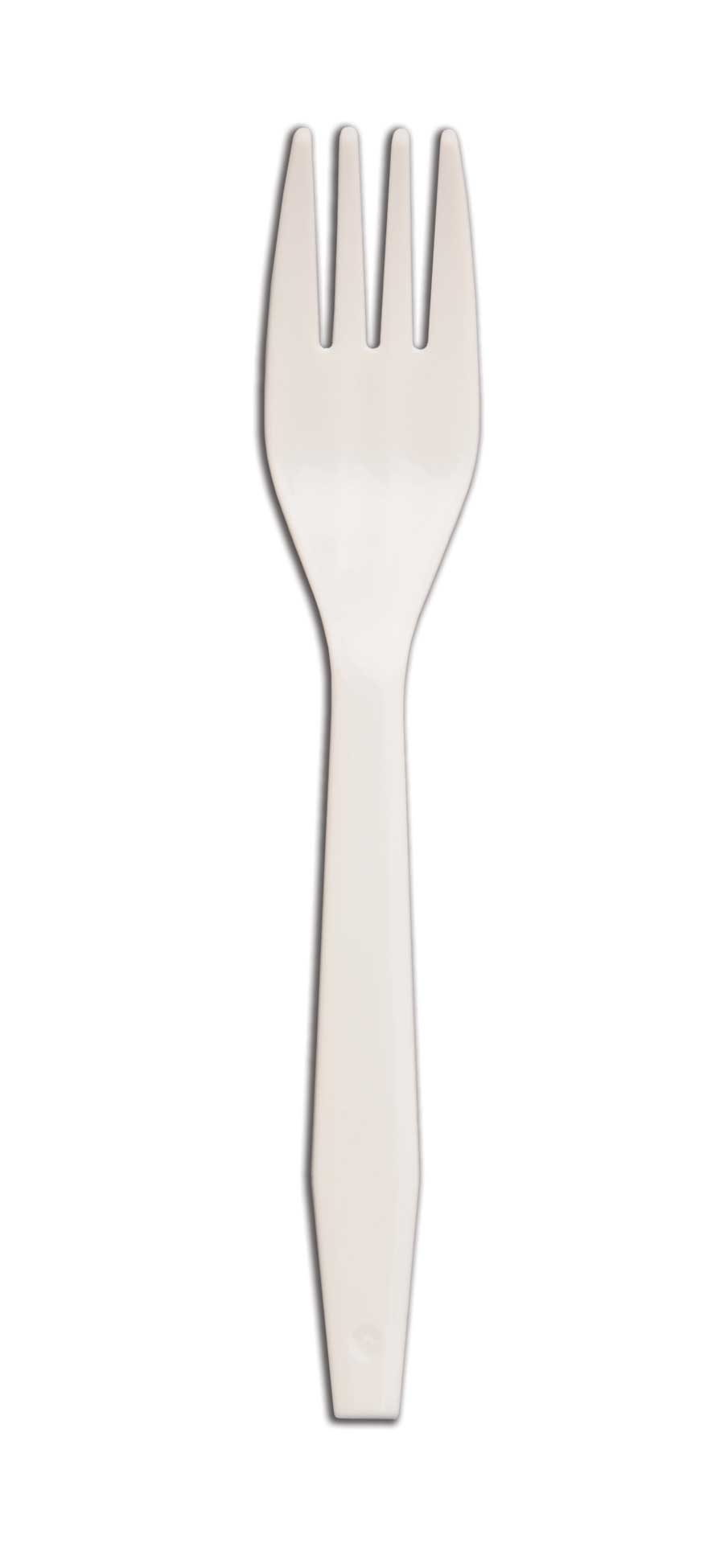 D and W Fine Pack Senate Polypropylene White Medium Weight Unwrapped Fork -- 1000 per case.
