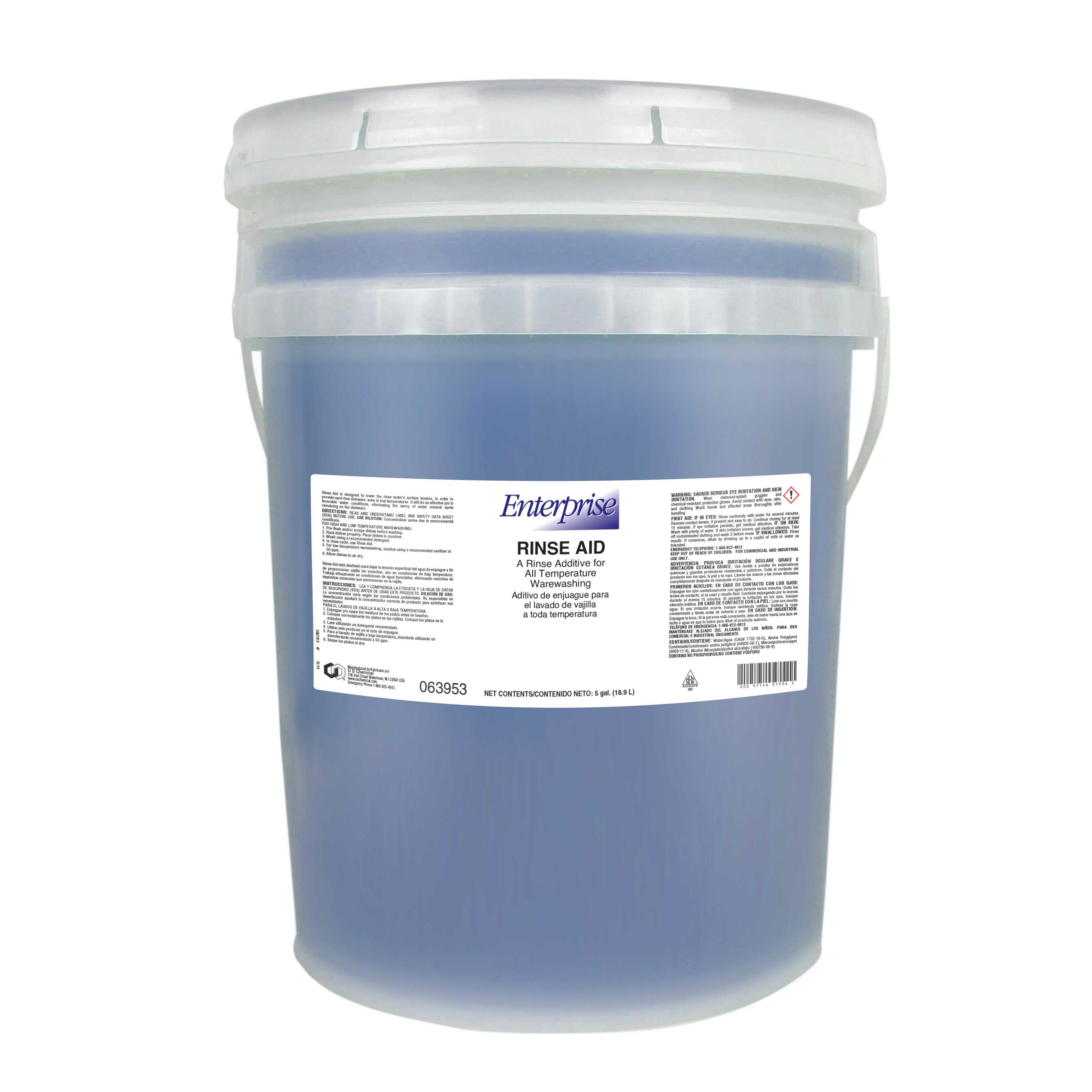 US Chemical Enterprise Rinse Additives Rinse Aid, 5 Gallon.