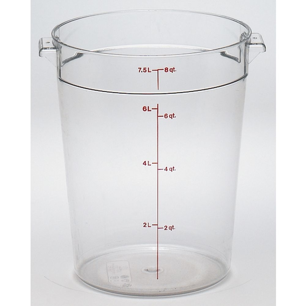 Cambro Camwear Polycarbonate Clear Round Food Storage Container, 8 Quart Capacity