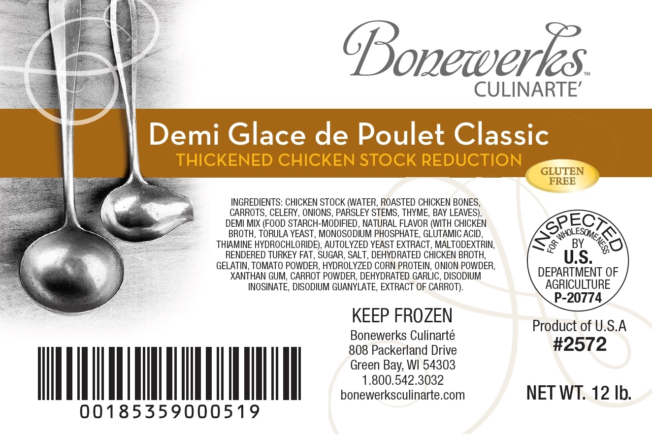 Bonewerks Culinarte Demi Glace de Poulet Chicken Base, 2 Pound -- 6 per case.