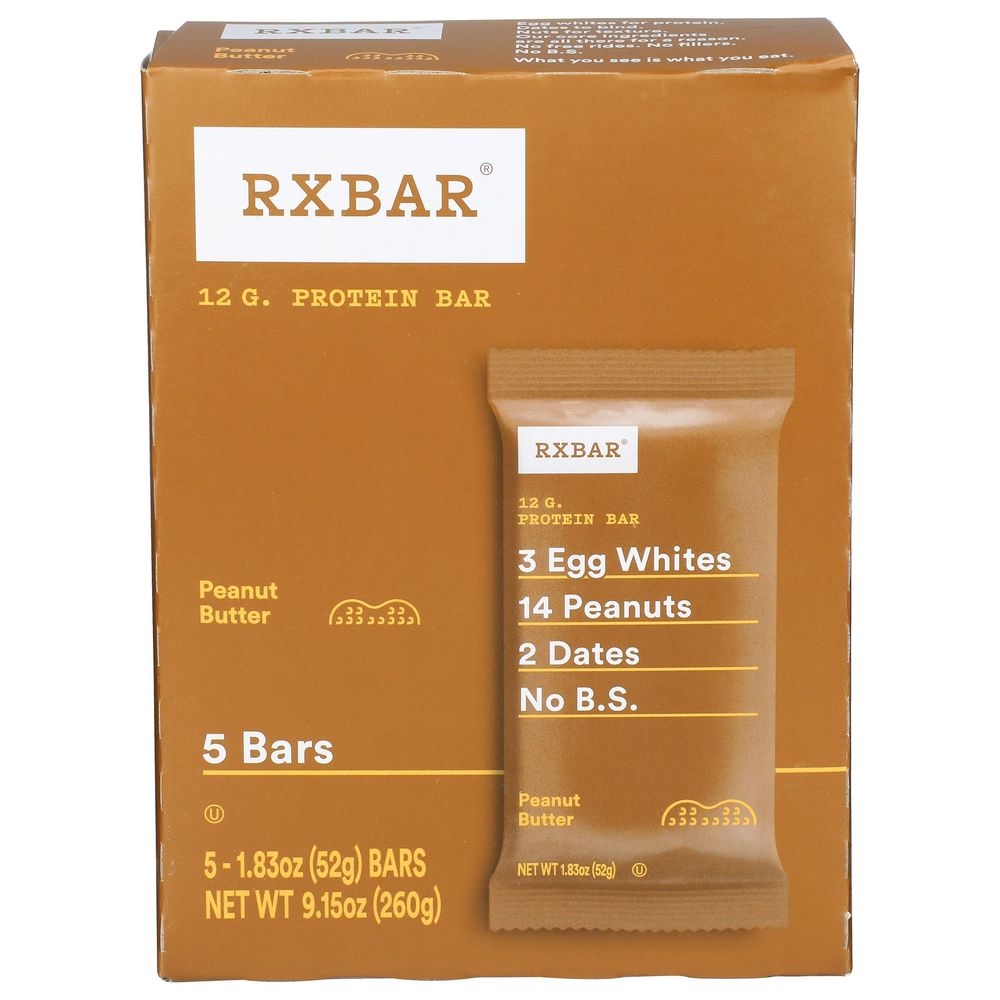 Rxbar 1.83 Ounce Peanut Butter Protein Bar, 5 count -- 6 per case