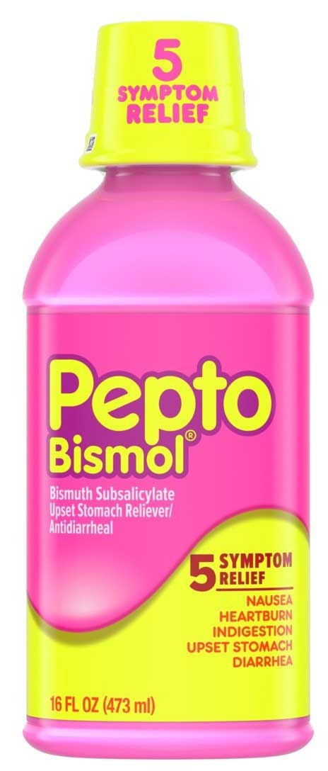 Pepto Five Symptom Relief Regular Strength Liquid, 16 Fluid Ounce -- 15 per case.