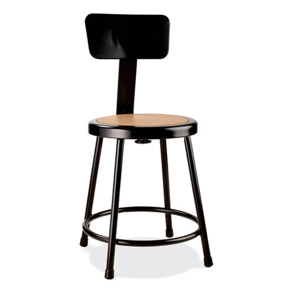 NPS 6200 Series Brown Seat Black Back and Base 18 inch Seat Height Heavy Duty Stool with Backrest, Supports 500 Pound