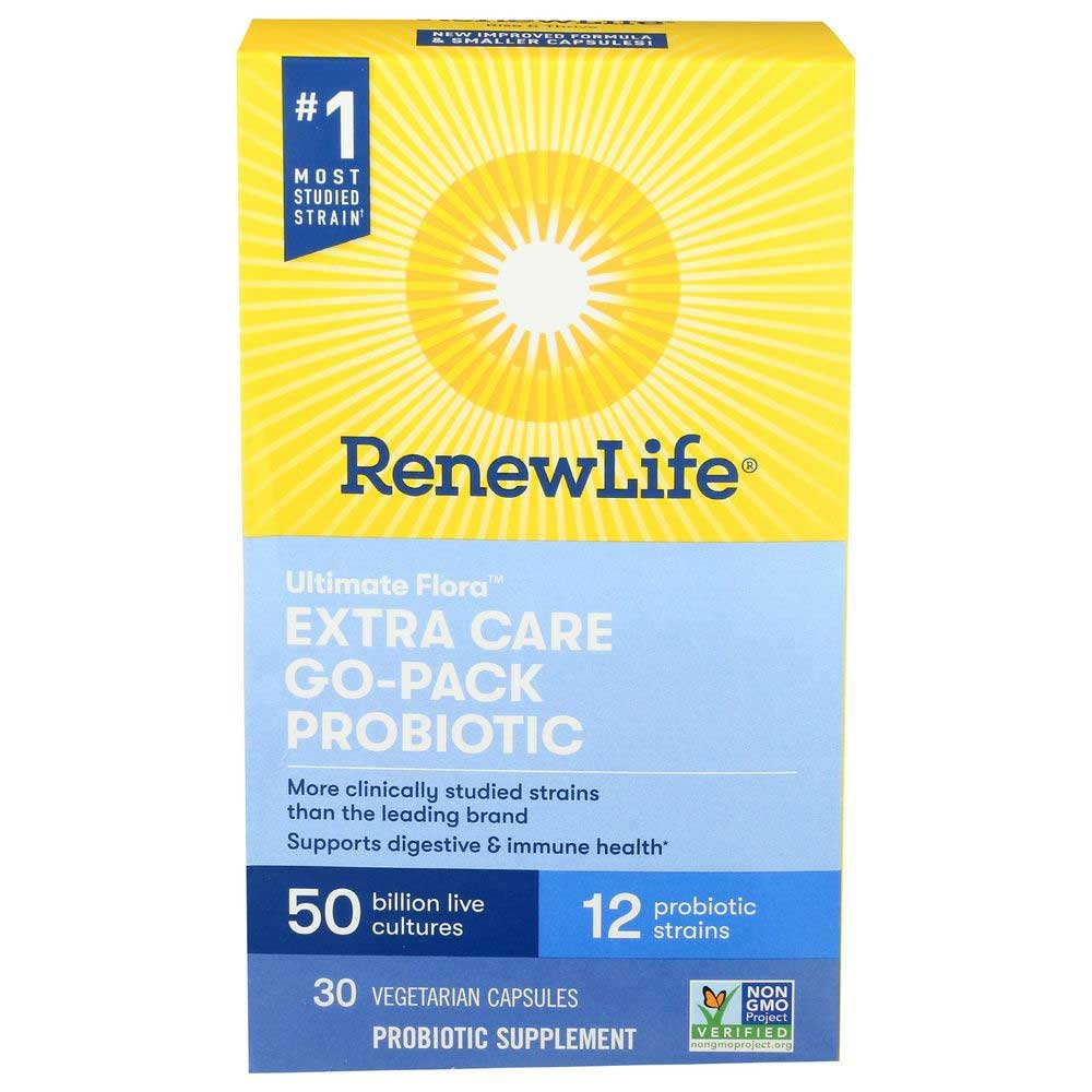 RenewLife Ultimate Flora Extra Care Go Pack Probiotic 50 Billion Capsule, 30 Vegetarian Capsules