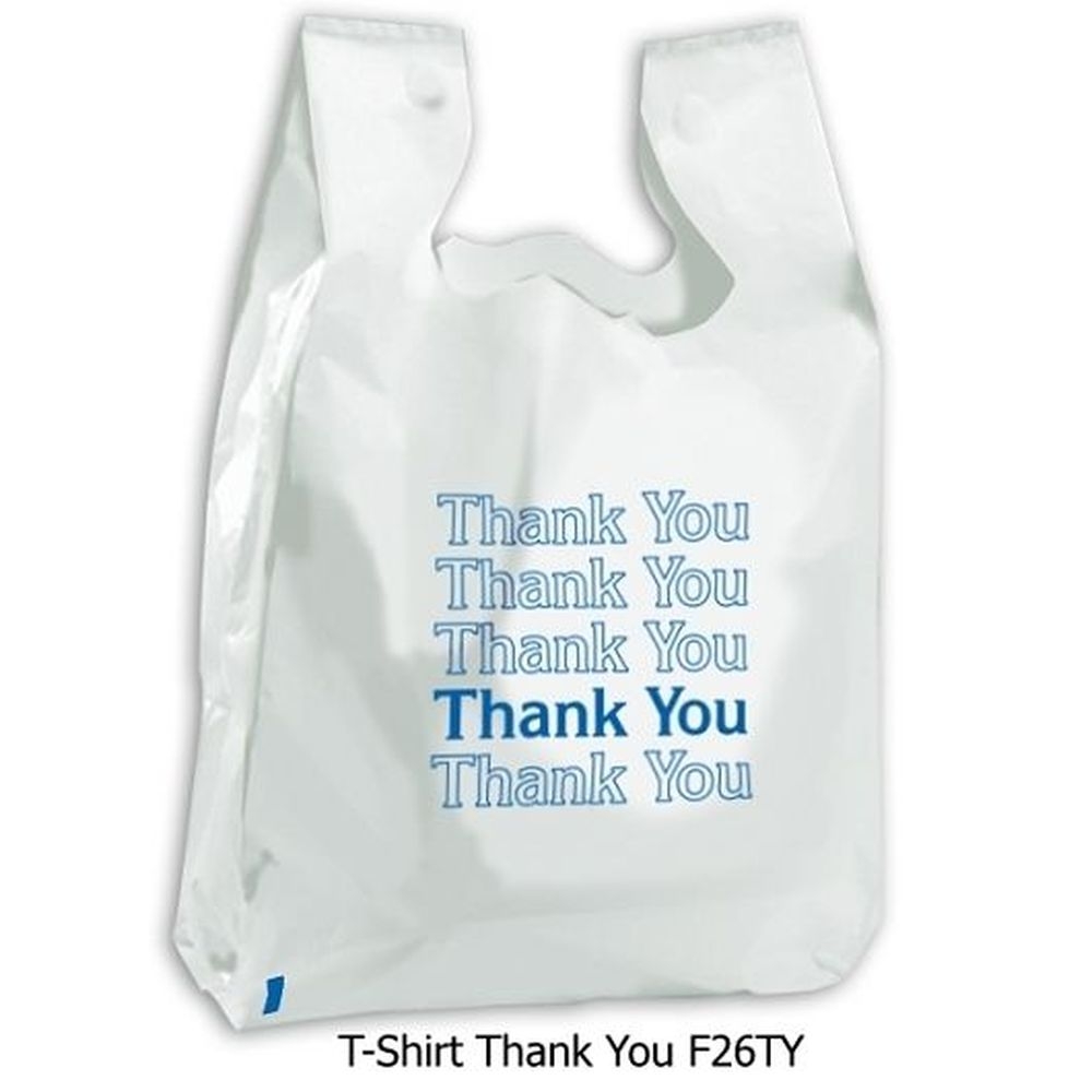 Command Packaging White Carry Out Thank You Bag, 12 X 7 x 22 inch -- 1000 per case