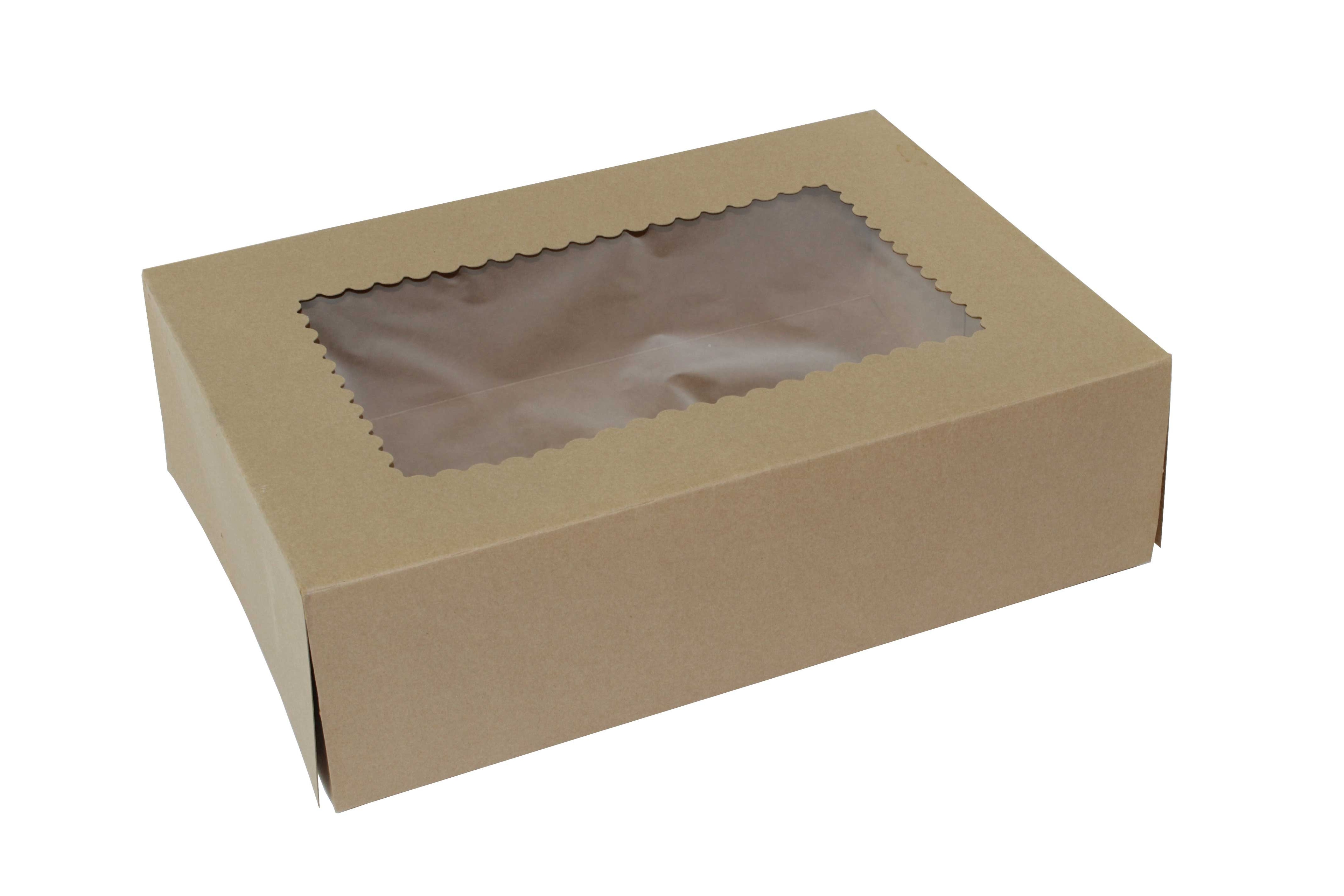 Boxit Windowed One Piece Kraft Bakery Box, 19 x 14 x 4 inch -- 50 per case.