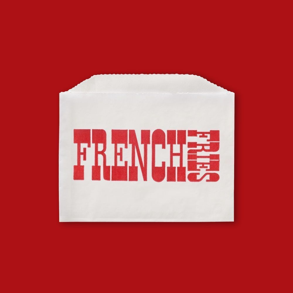 Fischer White with Red Printed French Fry Bag, 4 1/2 x 3 1/2 inch -- 2000 per case.