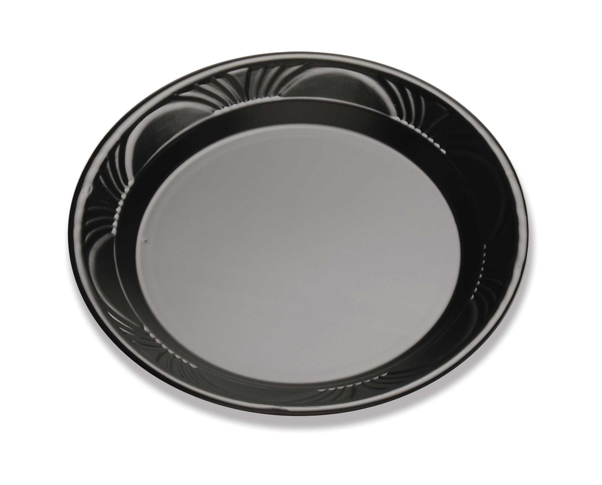 D and W Fine Pack Black Plastic Jet Fine Plate, 9 inch -- 500 per case.