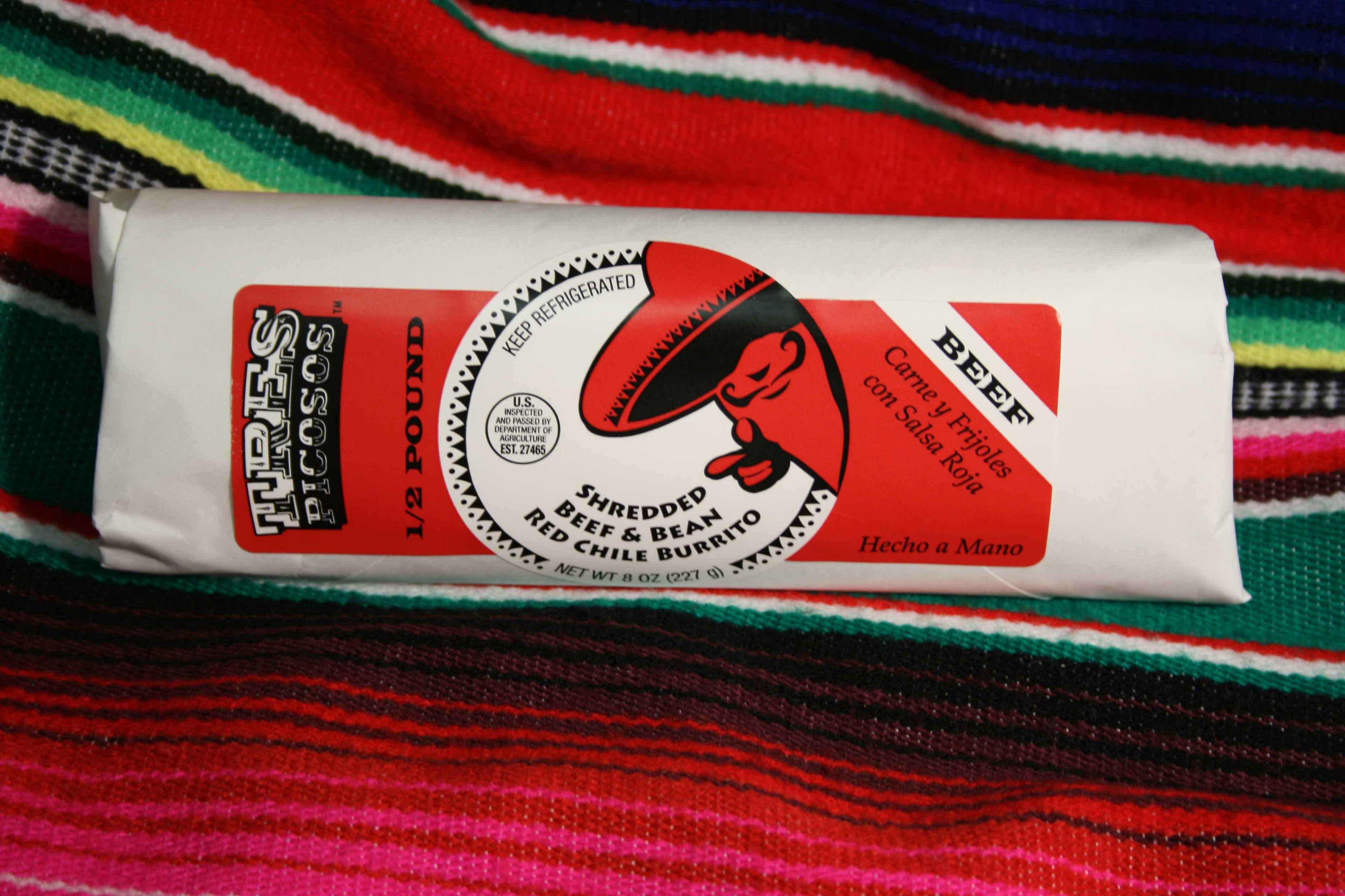 Tres Picosos Taco Beef Burrito with Red Chile -- 12 per case.