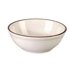 Vertex China Caravan Brown Speckled Double Band Number 4 Rolled Edge Nappie Bowl, 15 Ounce -- 36 per case.
