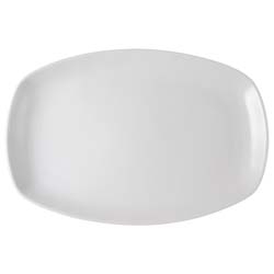 Vertex China Ventana Undecorated Porcelain White Oblong Coupe Platter, 14 x 9 1/8 inch -- 12 per case.