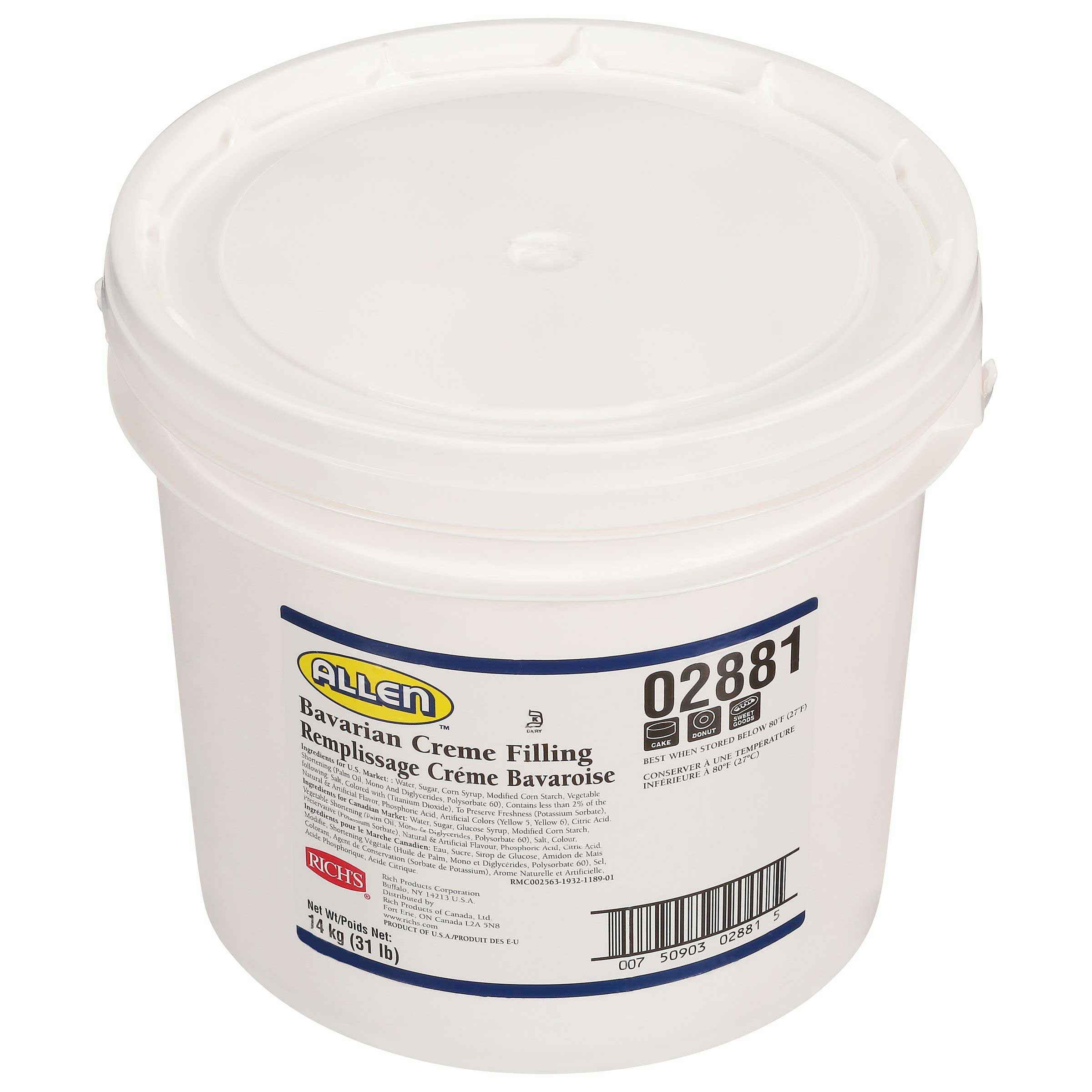 Rich JW Allen Bavarian Creme Filling, 31 Pound.