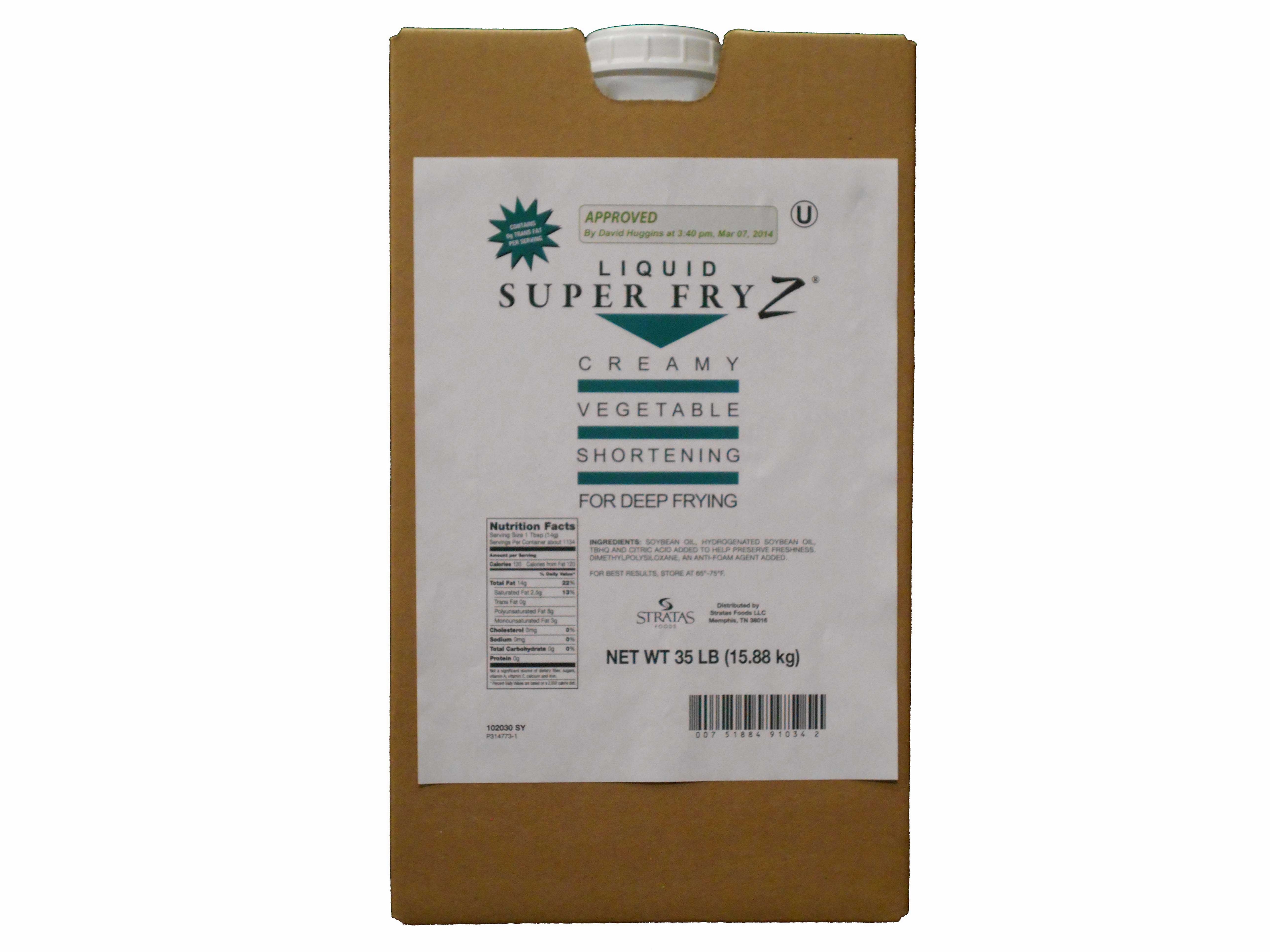 Super Fry Z Liquid Creamy Vegetable Shortening, 35 Pound.