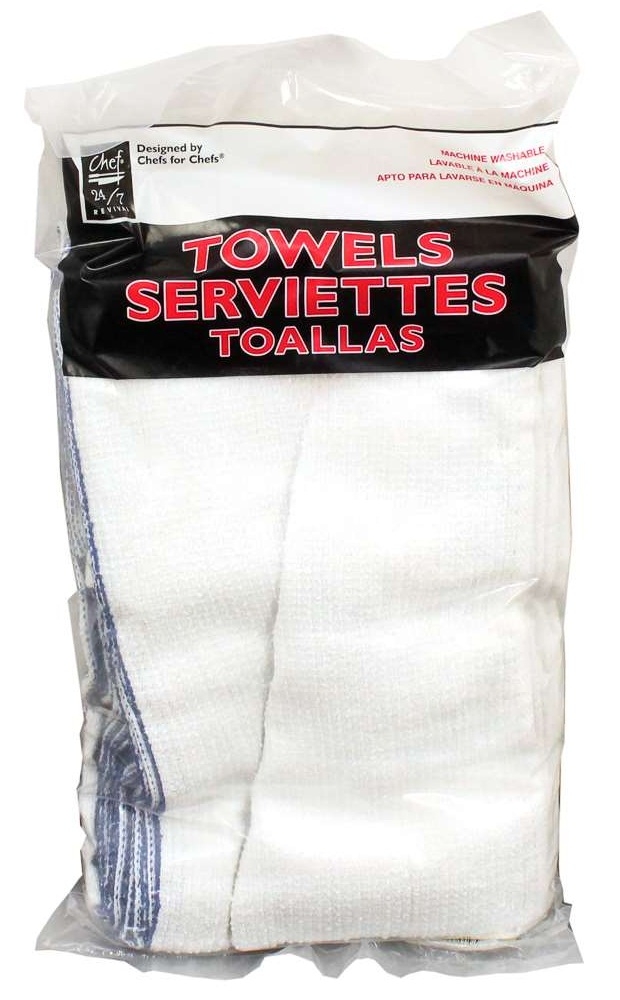 Chef Revival Blue Striped Bar Towel, 16 x 19 inch -- 12 per case