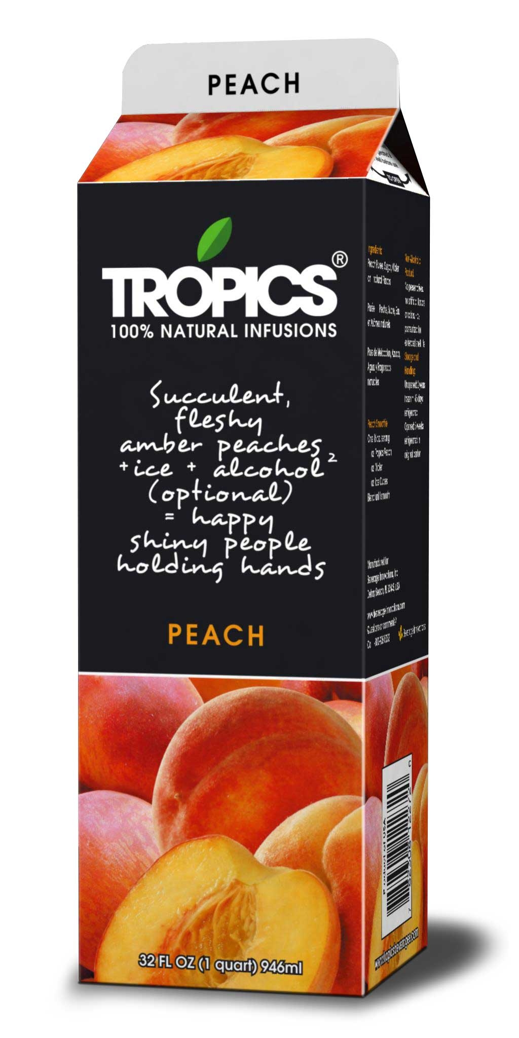 Tropics Peach Drink Mix, 32 Ounce -- 12 per case.