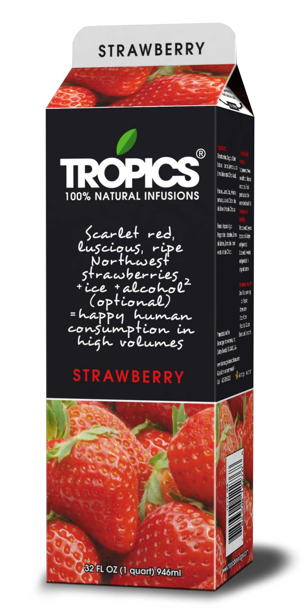 Tropics Strawberry Drink Mix, 32 Ounce -- 12 per case.