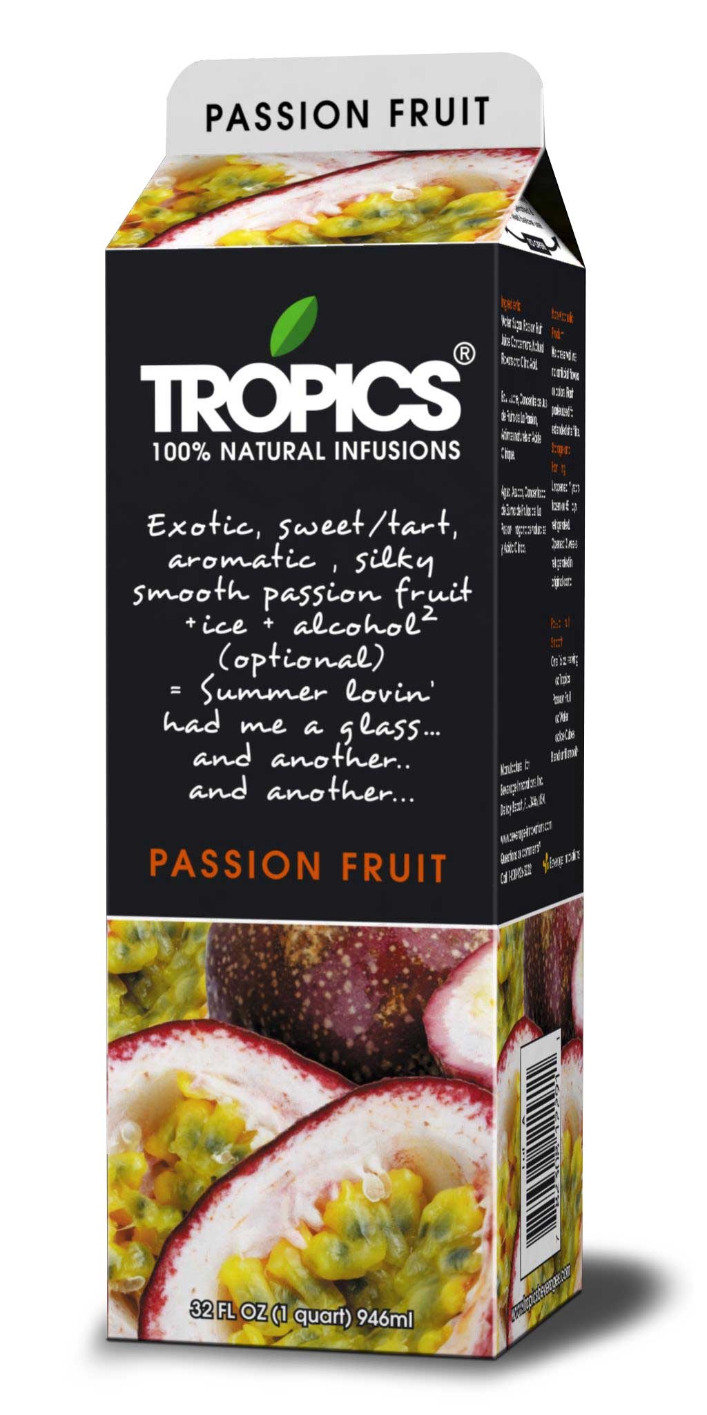Tropics Passion Fruit Drink Mix, 32 Ounce -- 12 per case.