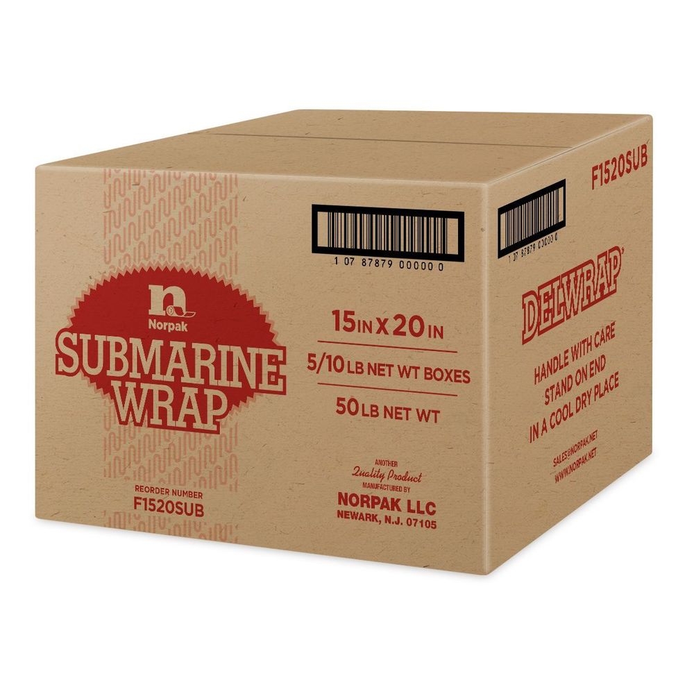 Norpak Submarine Wrap 15 x 20 inch Dry Wax Paper, 50 Pound