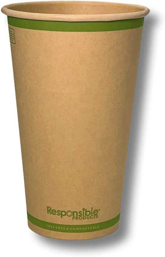 Responsible Products Tree-Less Natural Kraft Compostable Paper Hot Cup, 16 Ounce Capacity -- 1000 per case