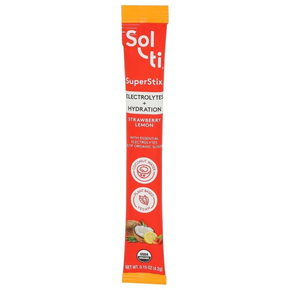 Sol-ti SuperStix Organic Strawberry Lemon Electrolytes Plus Hydration Mix, 1.05 Ounce -- 7 per case