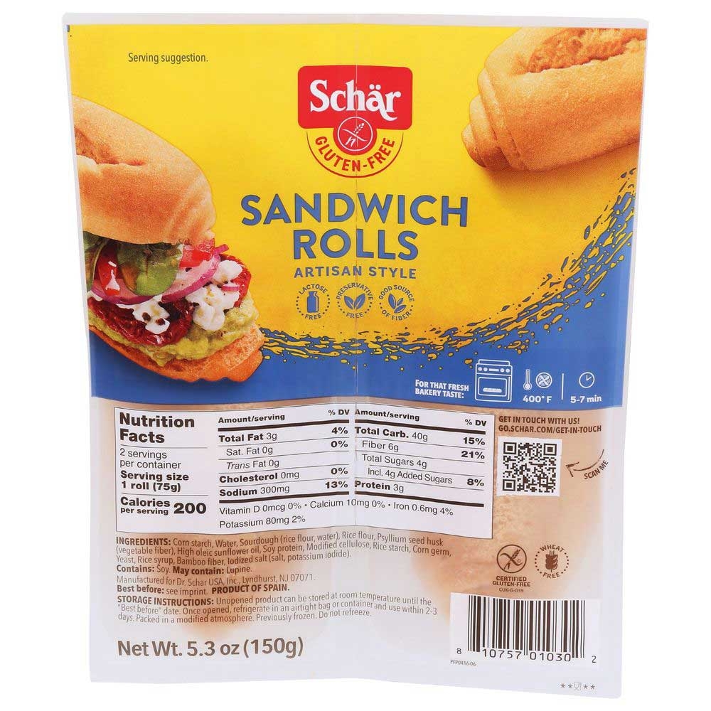 Schar Gluten Free Bread Sandwich Bread Roll, 5.3 Ounce -- 7 per case