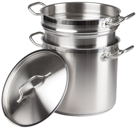 Winco Stainless Steel Double Boiler with Cover, 12 Quart
