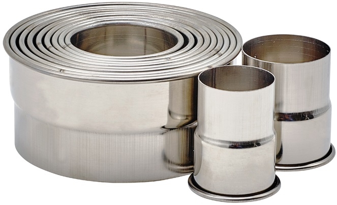 Winco Stainless Steel 11 Piece Round Plain Cookie Cutter Set, 2 inch Height -- 1 set