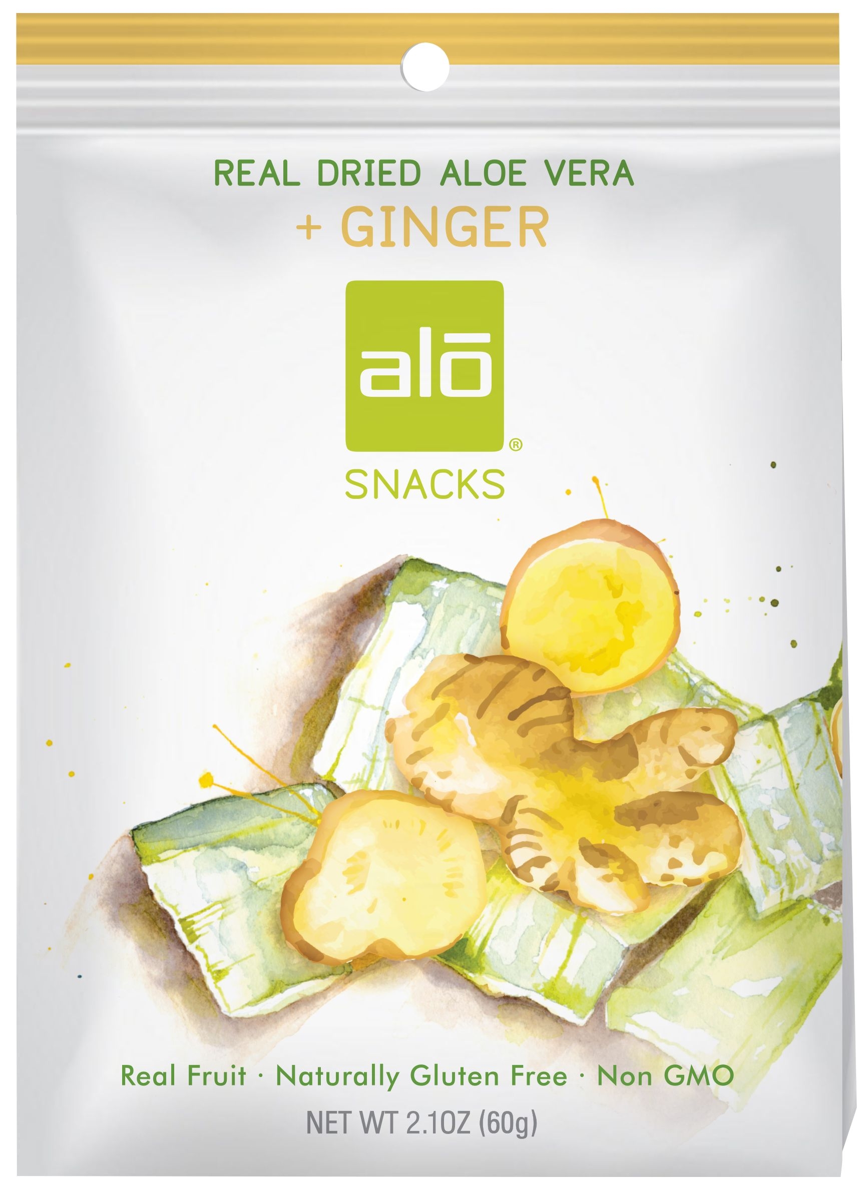 Alo Dried Aloe Vera Plus Ginger Fruit Snacks, 2.1 Ounce -- 10 per case