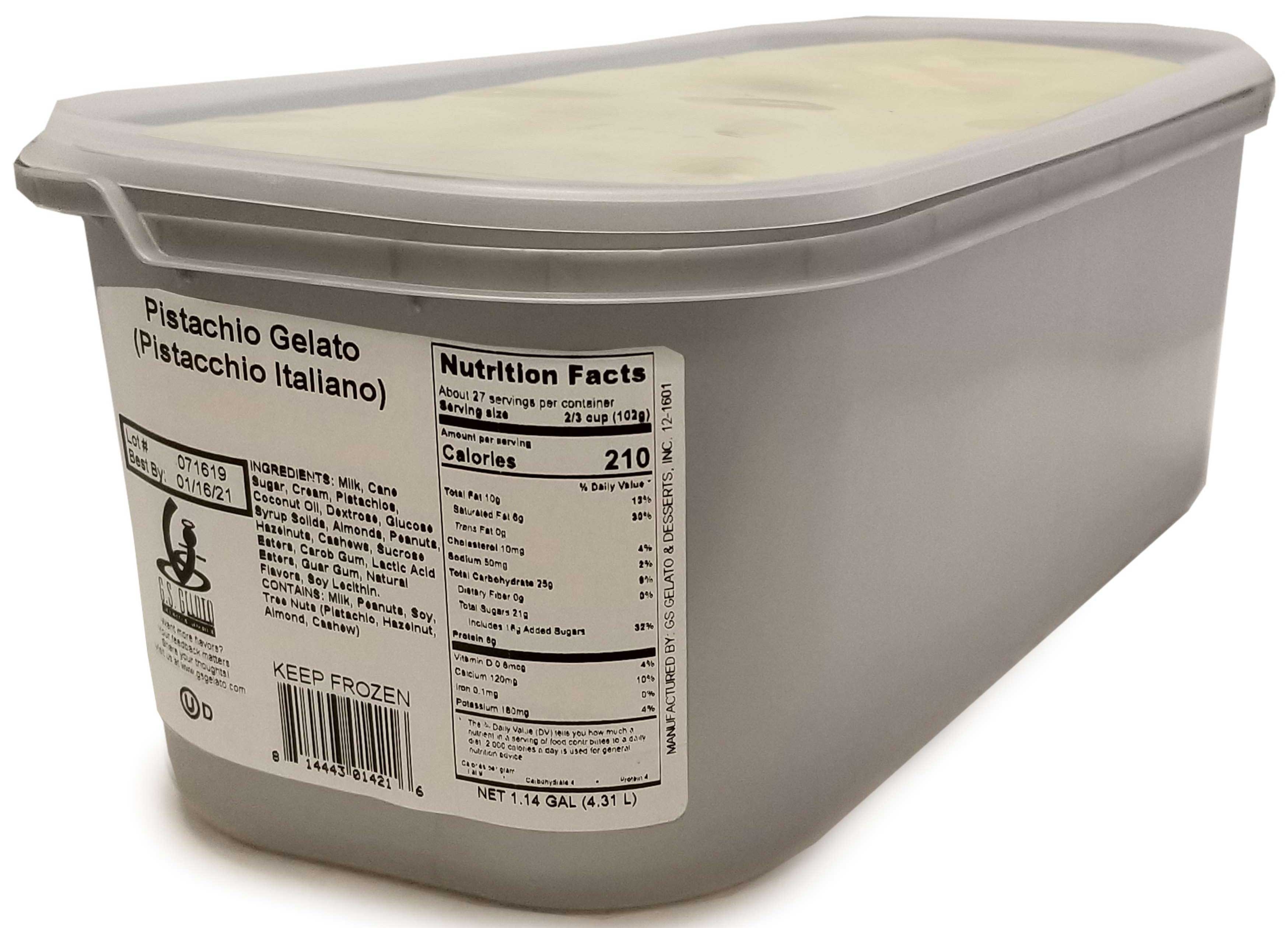 G.S. Gelato Pistachio Gelato, 4.31 liter