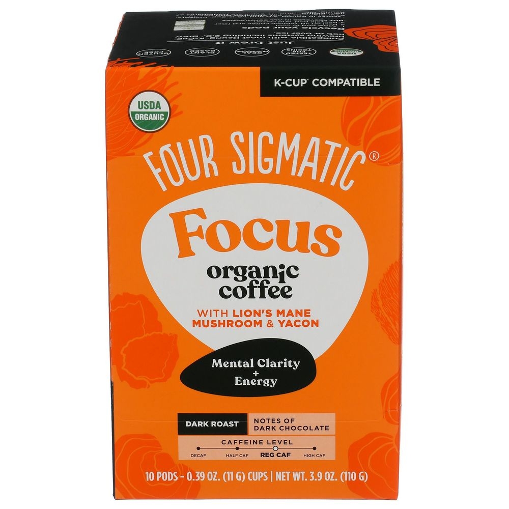 Four Sigmatic Organic Think Coffee Pods with Lions Mane Mushroom and Yacon Dark Roast, 3.9 Ounce -- 6 per case