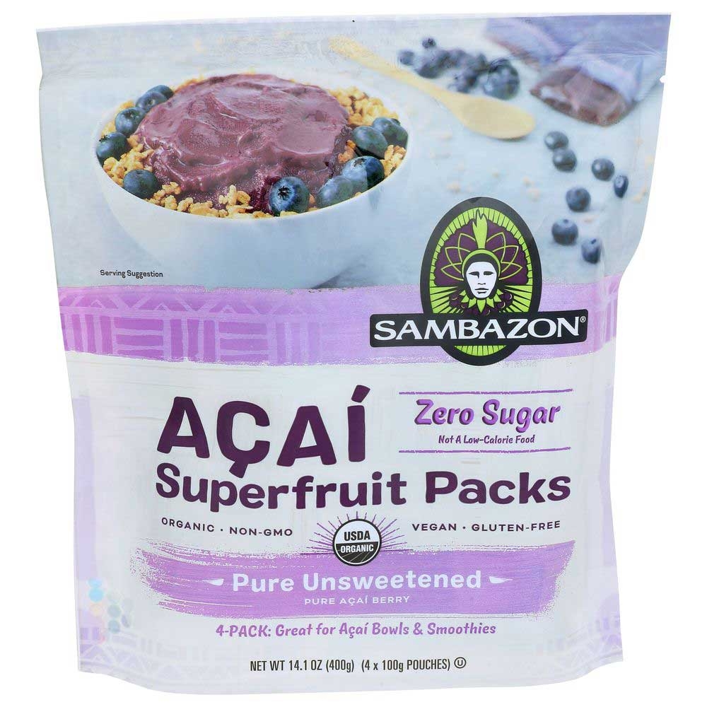 Sambazon Organic Acai Pure Unsweetened Superfruit Smoothie, 14.1 Ounce -- 10 per case