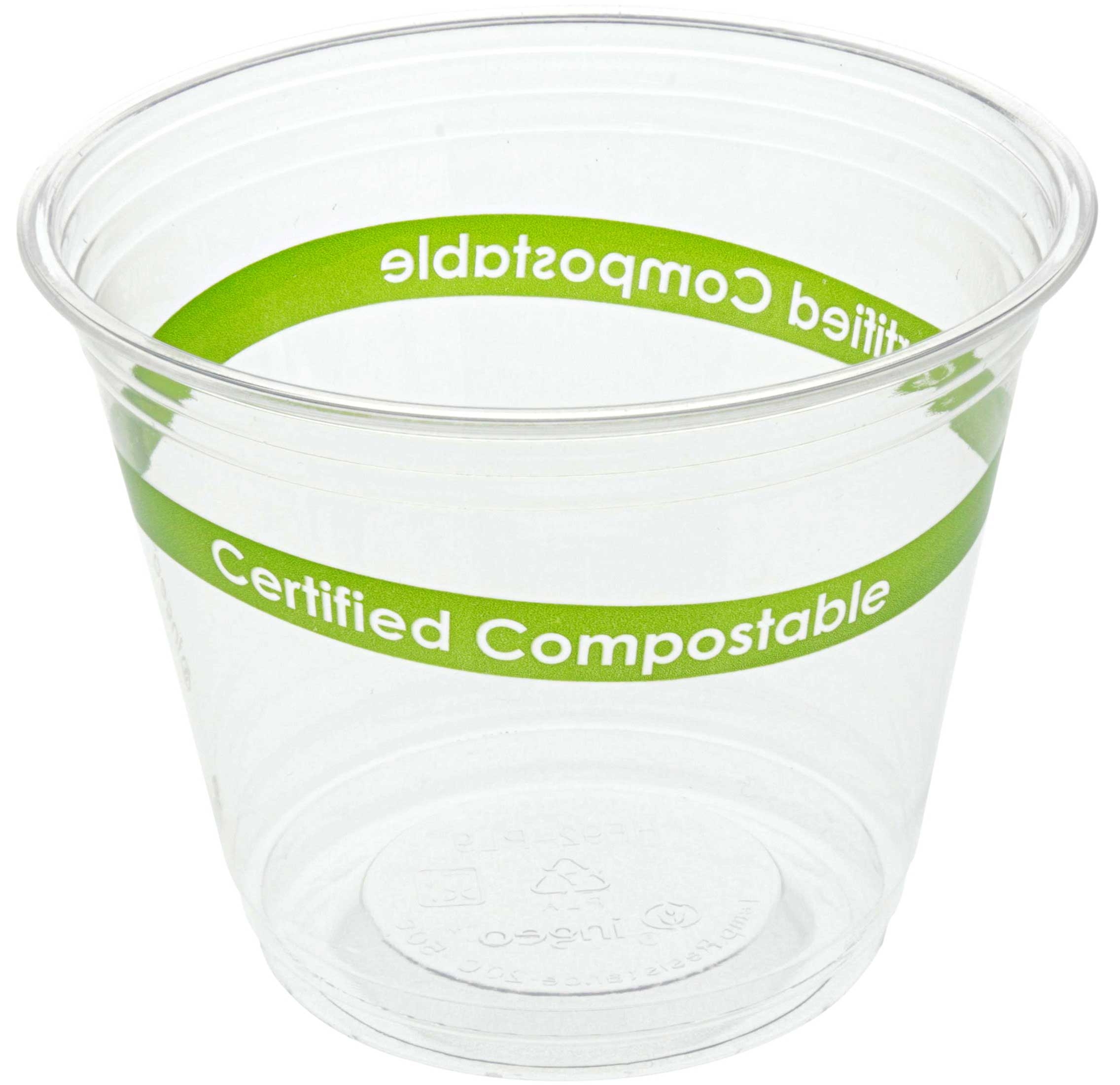 Primeware Clear PLA Compostable Squat Cup, 9 Ounce -- 1000 per case.