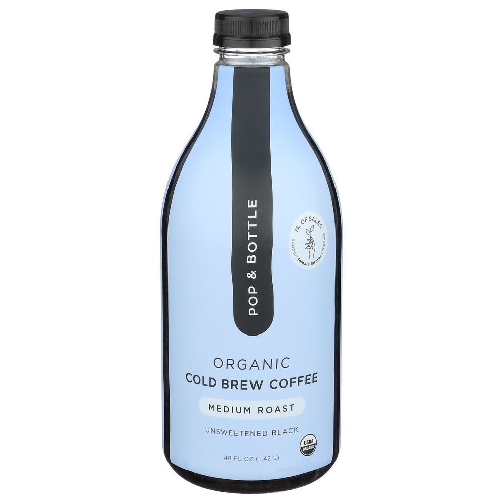 Pop and Bottle Organic Unsweetened Medium Roast Cold Brew Coffee, 48 Fluid Ounce -- 6 per case