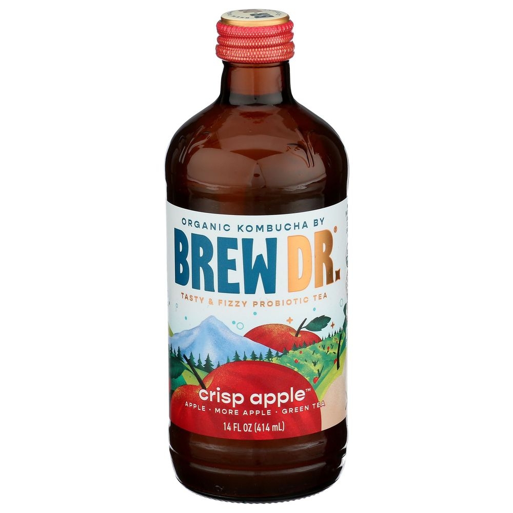 Brew Dr. Organic Crisp Apple Kombucha, 14 Fluid Ounce -- 12 per case