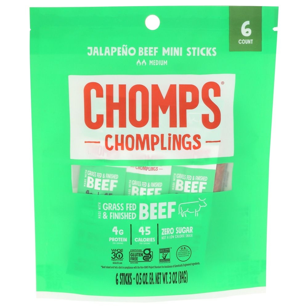 Chomps Mini Jalapeno Beef Sticks, 3 Ounce -- 10 per case