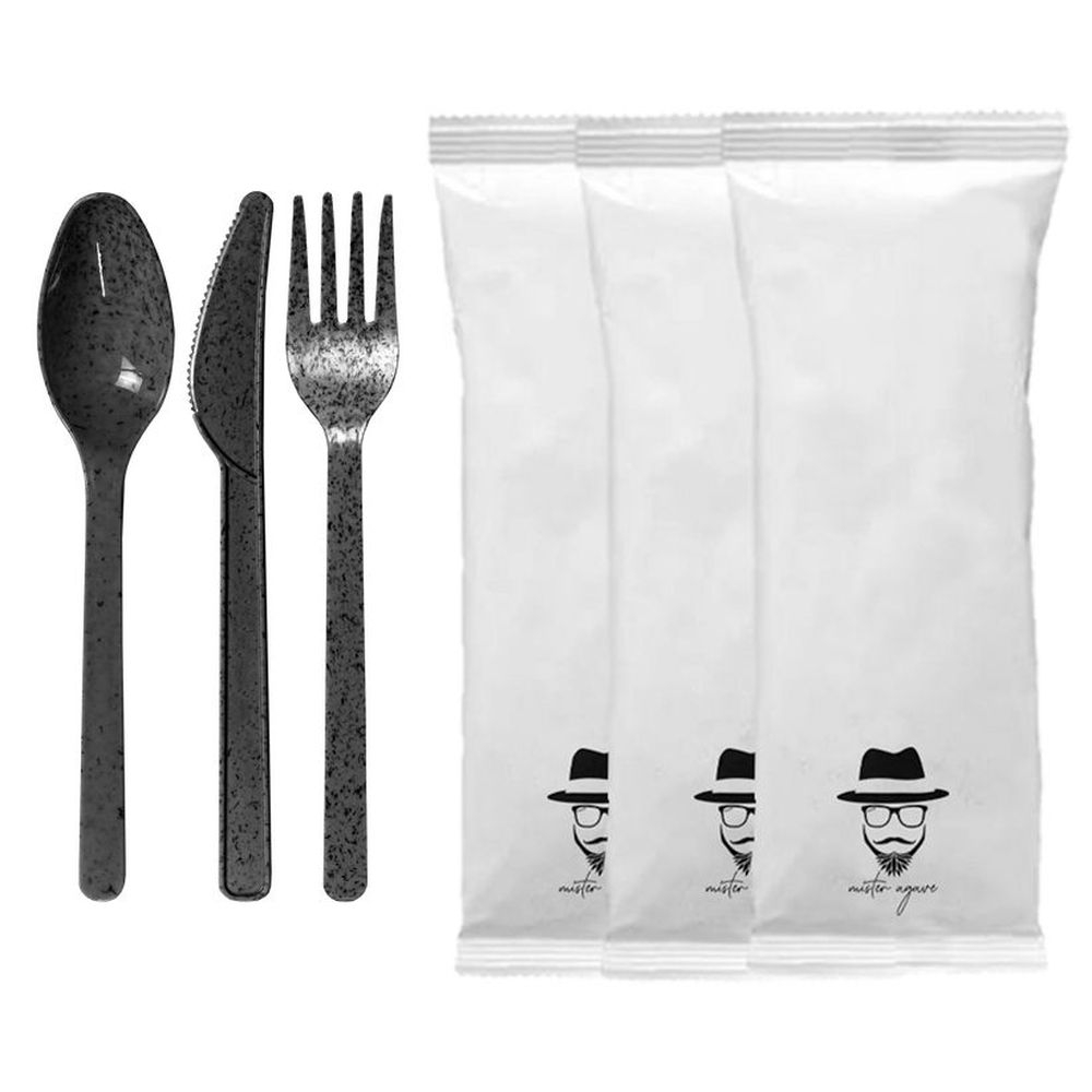 Mister Agave Black Agave 4 Piece Cutlery Mix Pack -- 200 per case