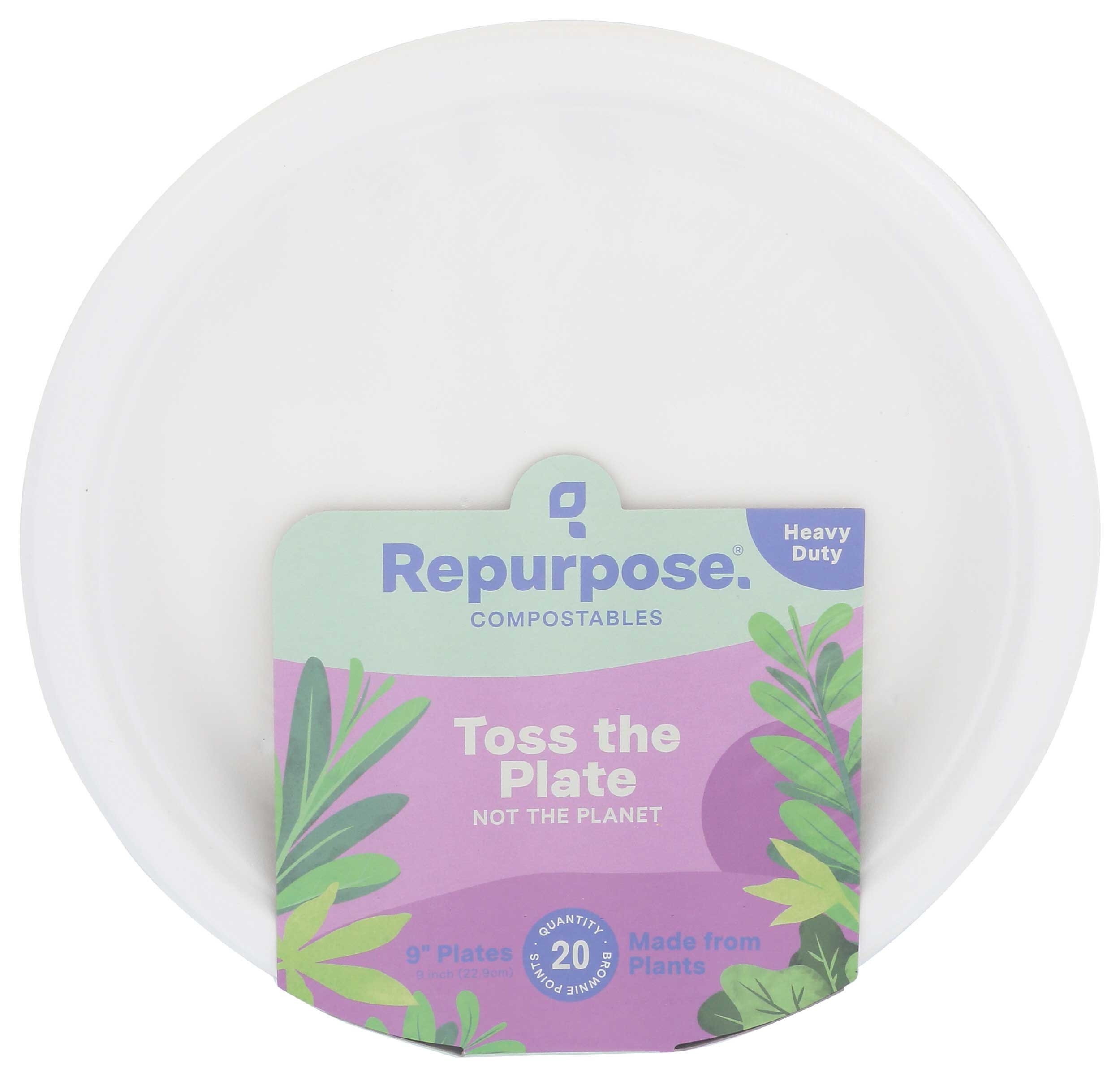 Repurpose Compostable Dinner Plates, 9 inch - 20 per pack -- 12 packs per case.