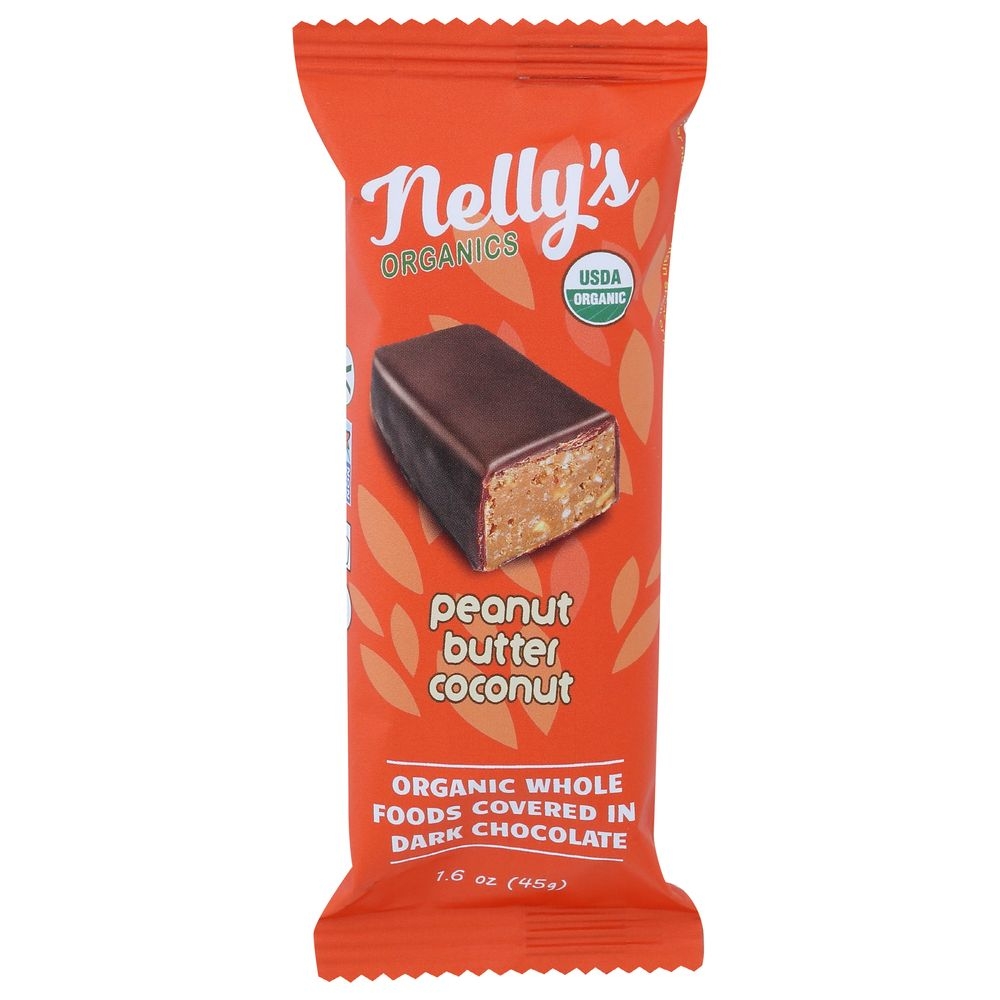 Nellys Organics Chocolate Peanut Butter and Coconut Bar, 1.6 Ounce -- 9 per case.