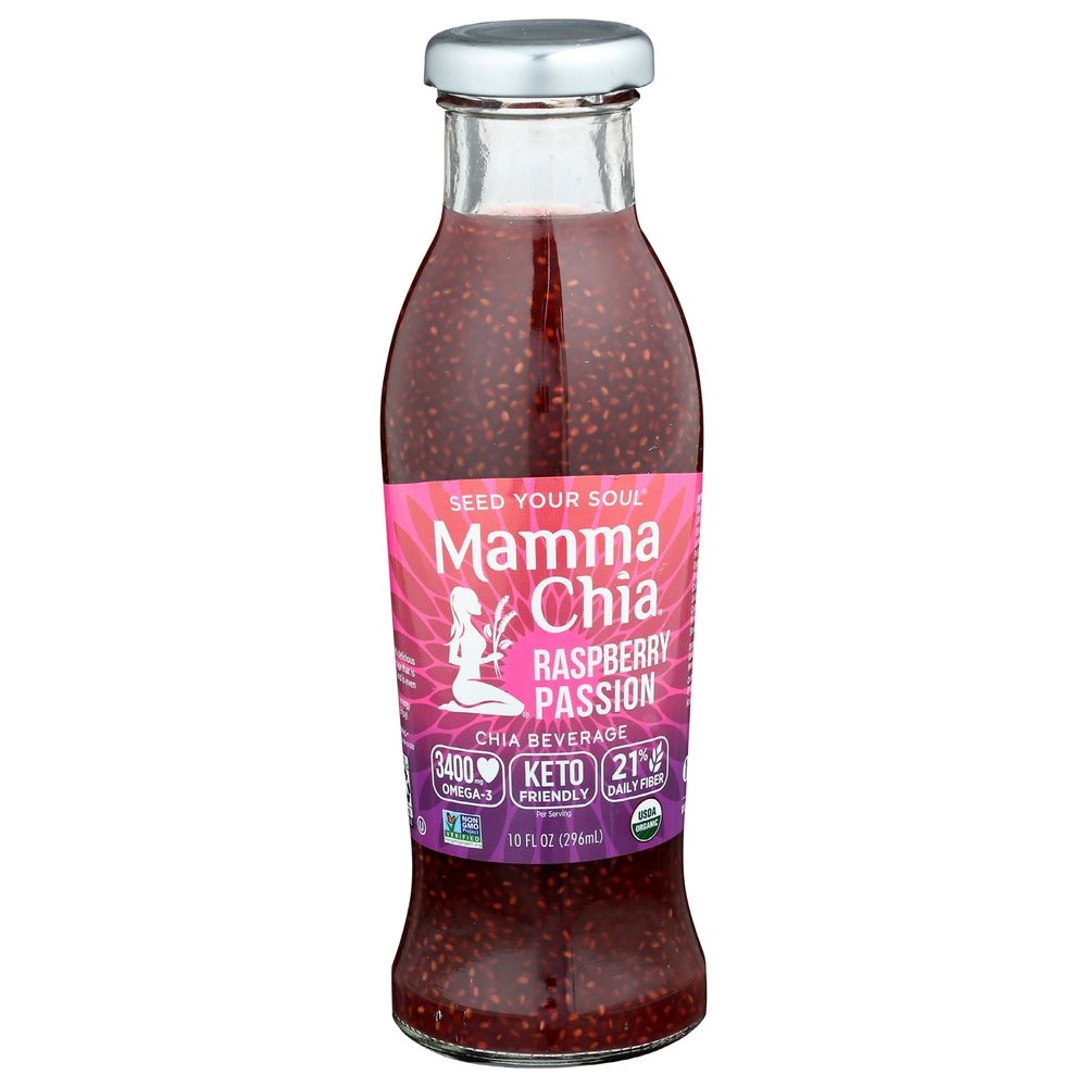Mamma Chia Organic Raspberry Passion Vitality Beverage, 10 Ounce -- 12 per case.