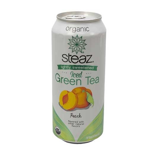 Steaz Organic Peach Iced Green Tea, 16 Ounce -- 12 per case.
