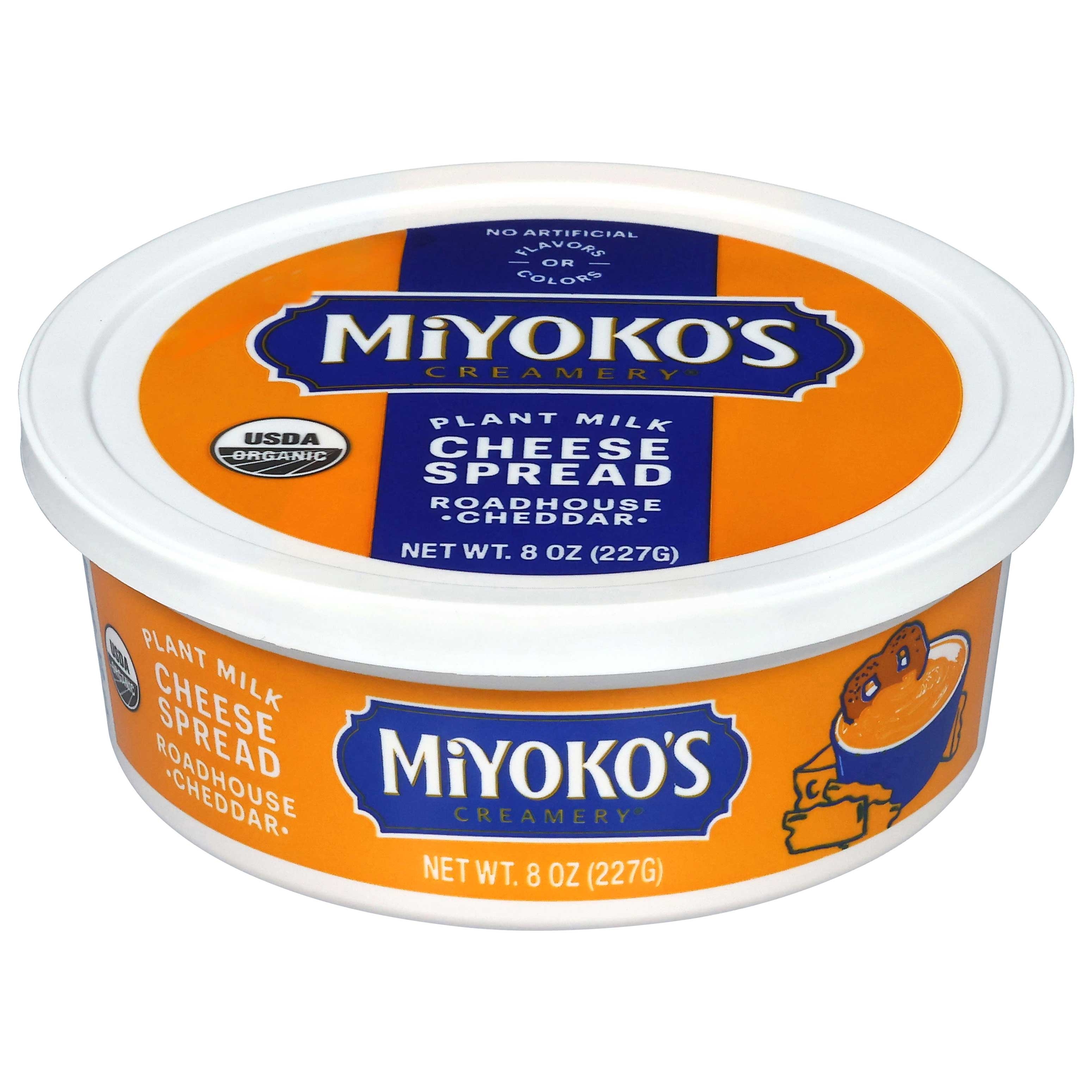 Miyoko's Creamery Organic Vegan Plant Milk Cheese Spread Roadhouse Cheddar, 8 Ounce - 6 per case