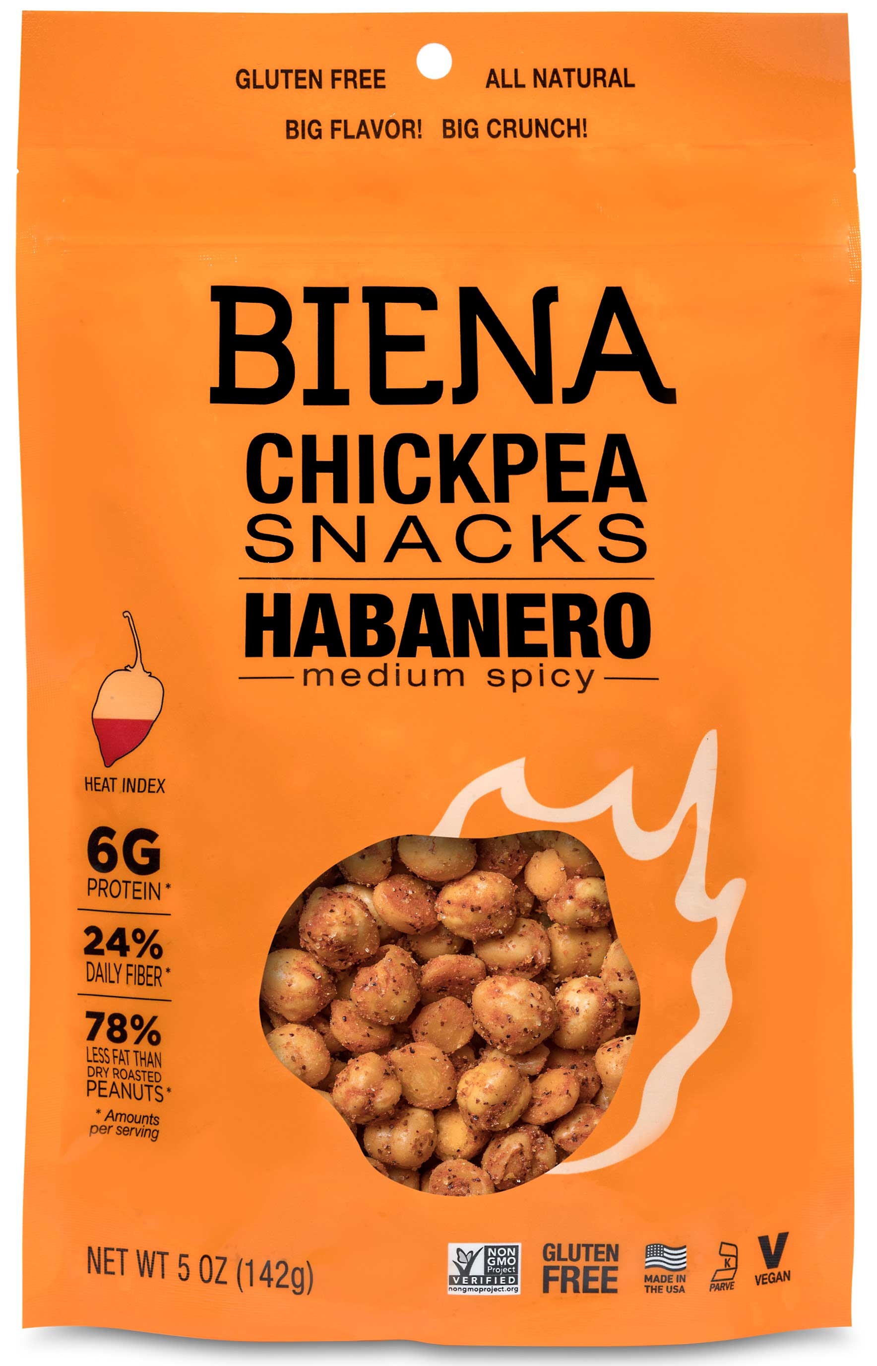 Biena Habanero Roasted Chickpea Snacks, 5 Ounce -- 8 per case