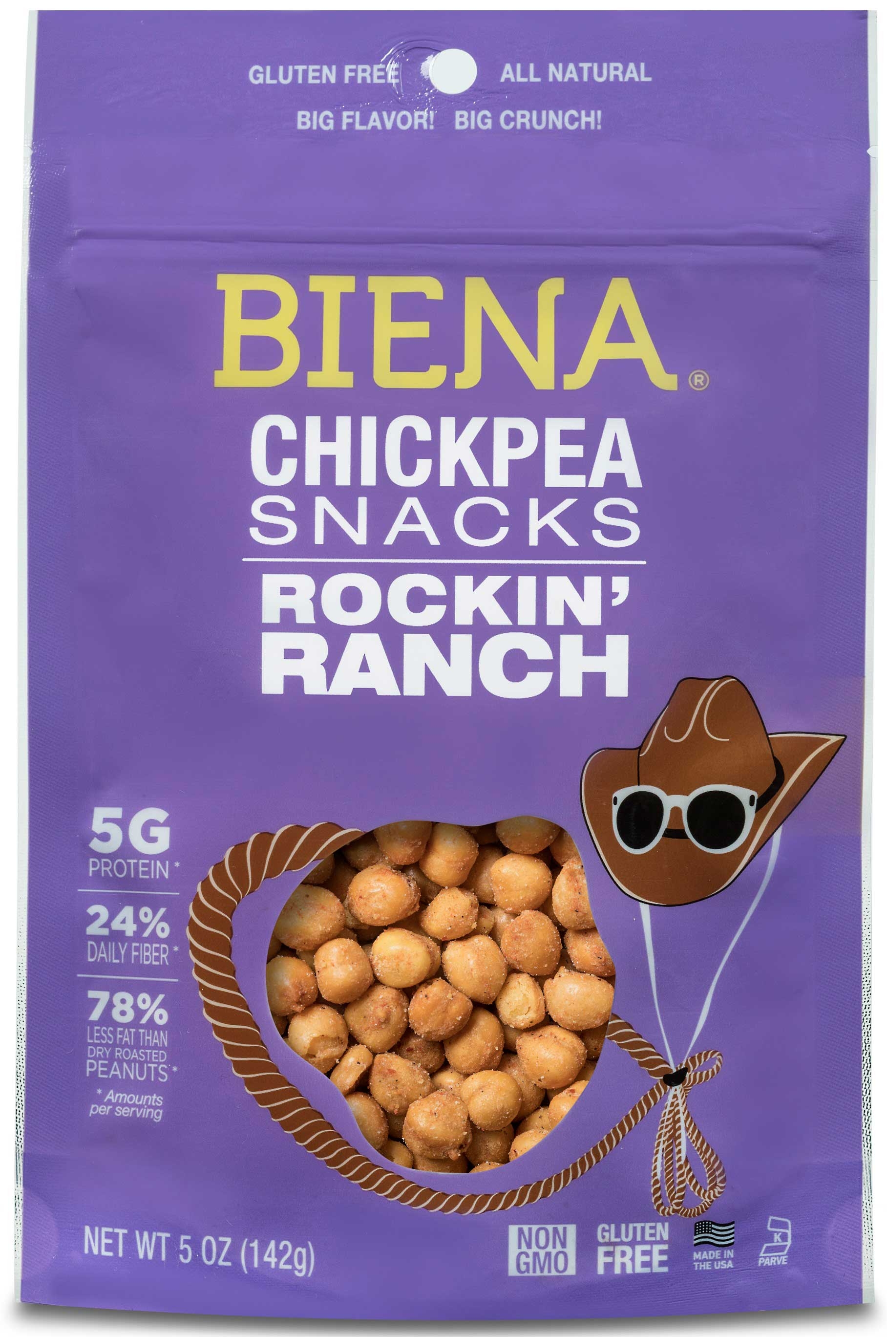 Biena Rockin Ranch Roasted Chickpea Snacks, 5 Ounce -- 8 per case
