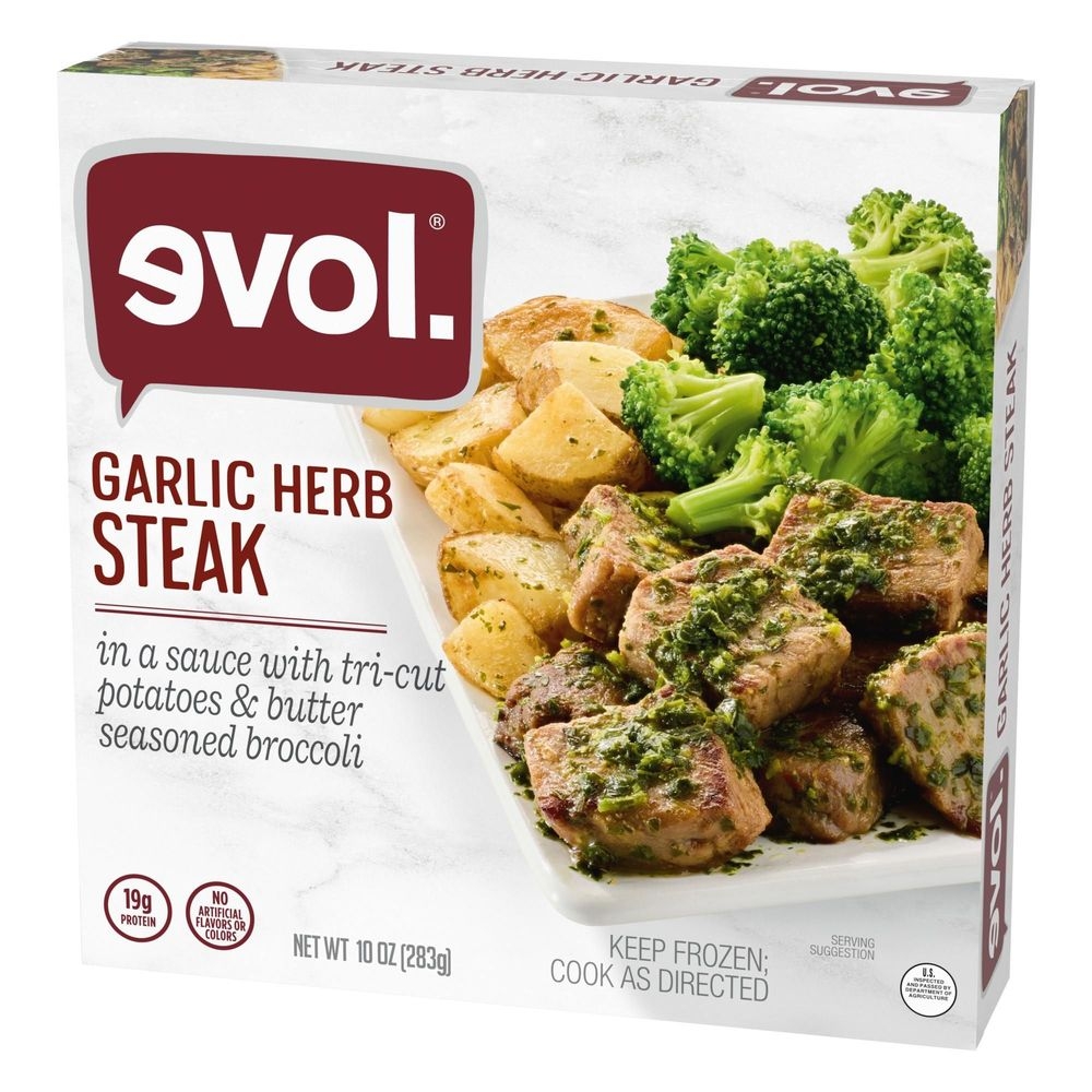 Evol Garlic Herb Steak Meal, 10 Ounce -- 8 per case