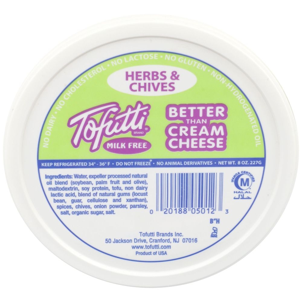 Tofutti Dairy Free Herbes and Chives Better Than Cream Cheese, 8 Ounce -- 12 per case