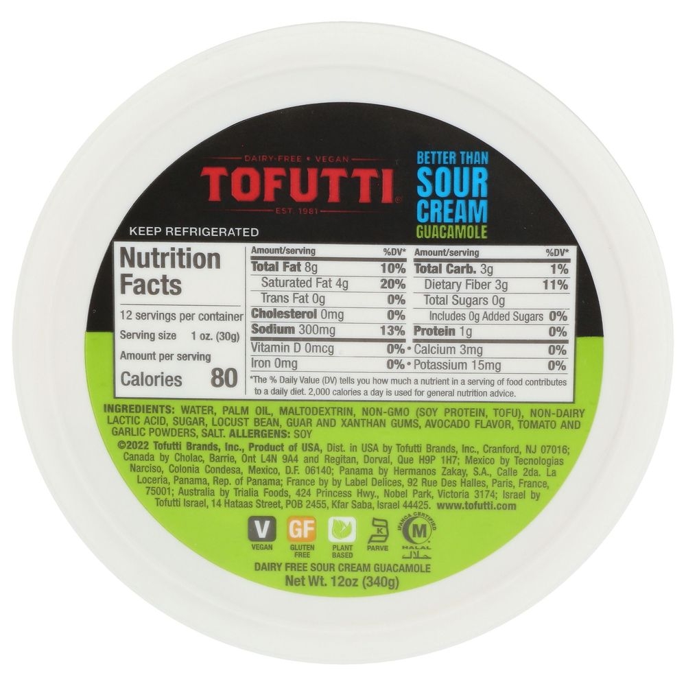 Tofutti Better Than Sour Cream Guacamole, 12 Ounce -- 12 per case