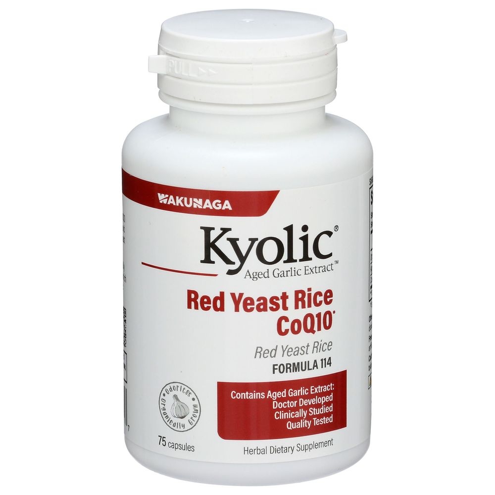 Kyolic Aged Garlic Extract Red Yeast Rice Plus CoQ10 Formula 114 Dietary Supplement Capsules, 75 count