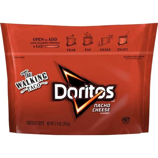 Doritos Top N Go Nacho Cheese Flavor Tortilla Chips, 2.5 Ounce -- 18 per case.