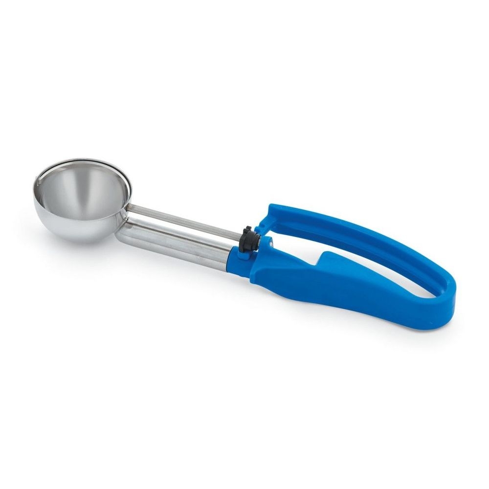 Vollrath 47374 Stainless Steel Number 16 Extended Length Disher with Royal Blue Squeeze Handle, 2.01 Ounce Capacity