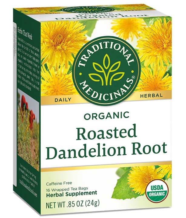 Traditional Medicinals Roasted Dandelion Root Bagged Tea, 16 tea bags per pack -- 6 per case